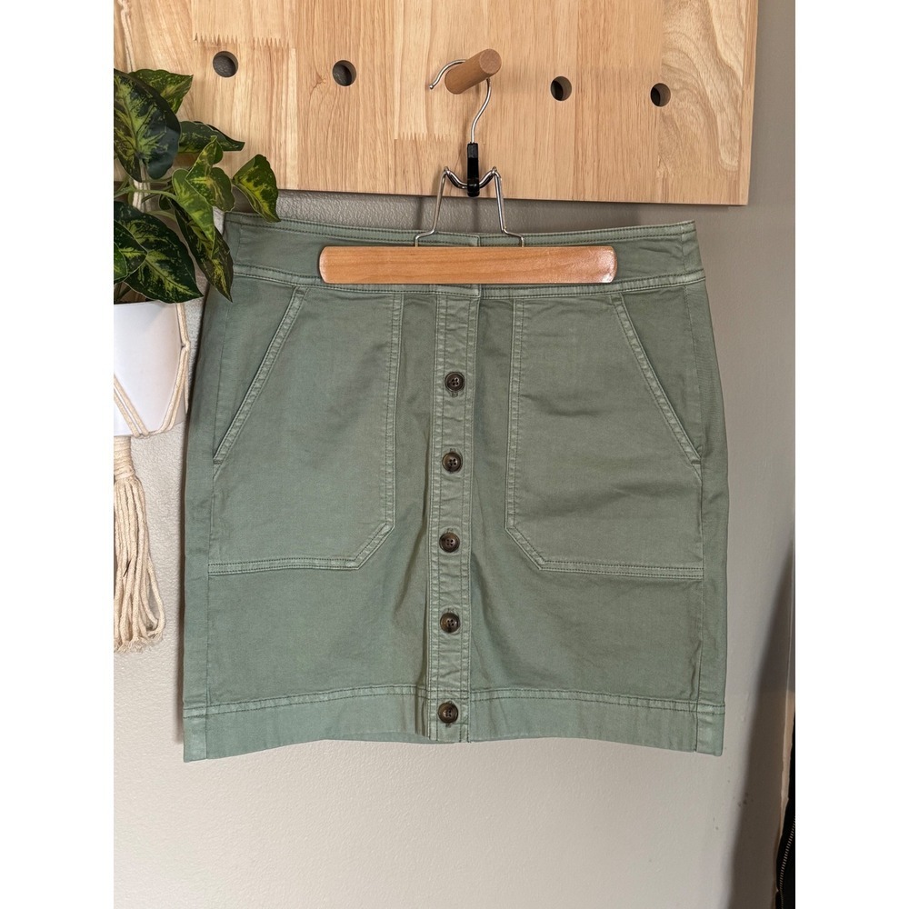 Vineyard Vines Sage Olive Garment Dyed Utility Skirt Button Front Size 0 NWT